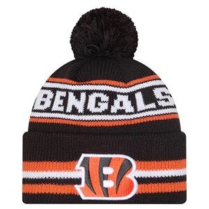New Era Bengals Pom-Pom Beanie - Black and Orange